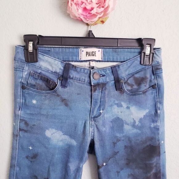 ‎Paige Airbrushed Starry Night Zebra Print Skinny Jeans - Picture 2 of 6